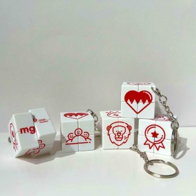 Rubiks Cube sleutelhanger personaliseren met bedrijfslo...
